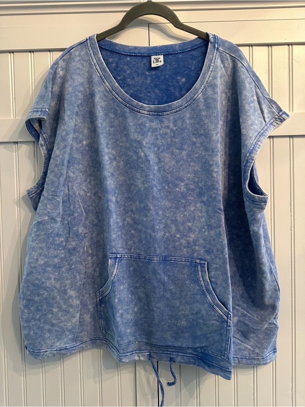 Sew In Love Blue Mineral-Wash Sleeveless Hoodie